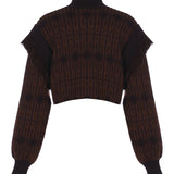 High Neck Knit Wool Sweather with Fringe Details