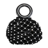 Embroidered Circle Gem Detailed Mini Handbag