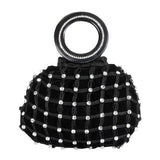 Embroidered Circle Gem Detailed Mini Handbag