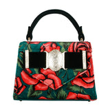 Silk Velvet Mini Handbag with Buckle Belt Detail