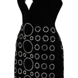 Crystal Embellished Strapless Mini Dress With Circle Gem Details