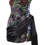 crystal-embellished-floral-detailed-strapless-mini-dress-with-franges raisa_vanessa crystal-embellished-floral-detailed-strapless-mini-dress-with-franges