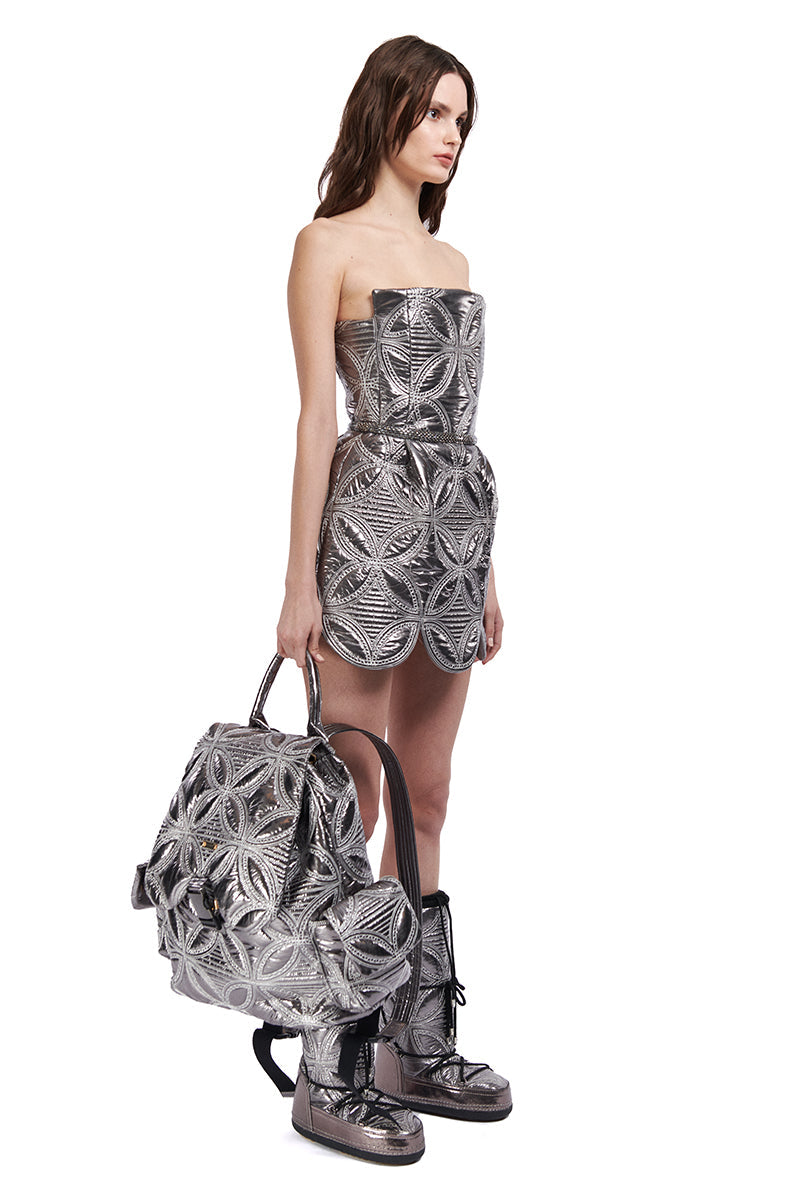 ouilted-embroidered-patent-leather-mini-dress raisa_vanessa ouilted-embroidered-patent-leather-mini-dress