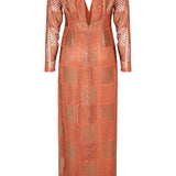 Crystal Embellished Long Sleeve Midi Dress
