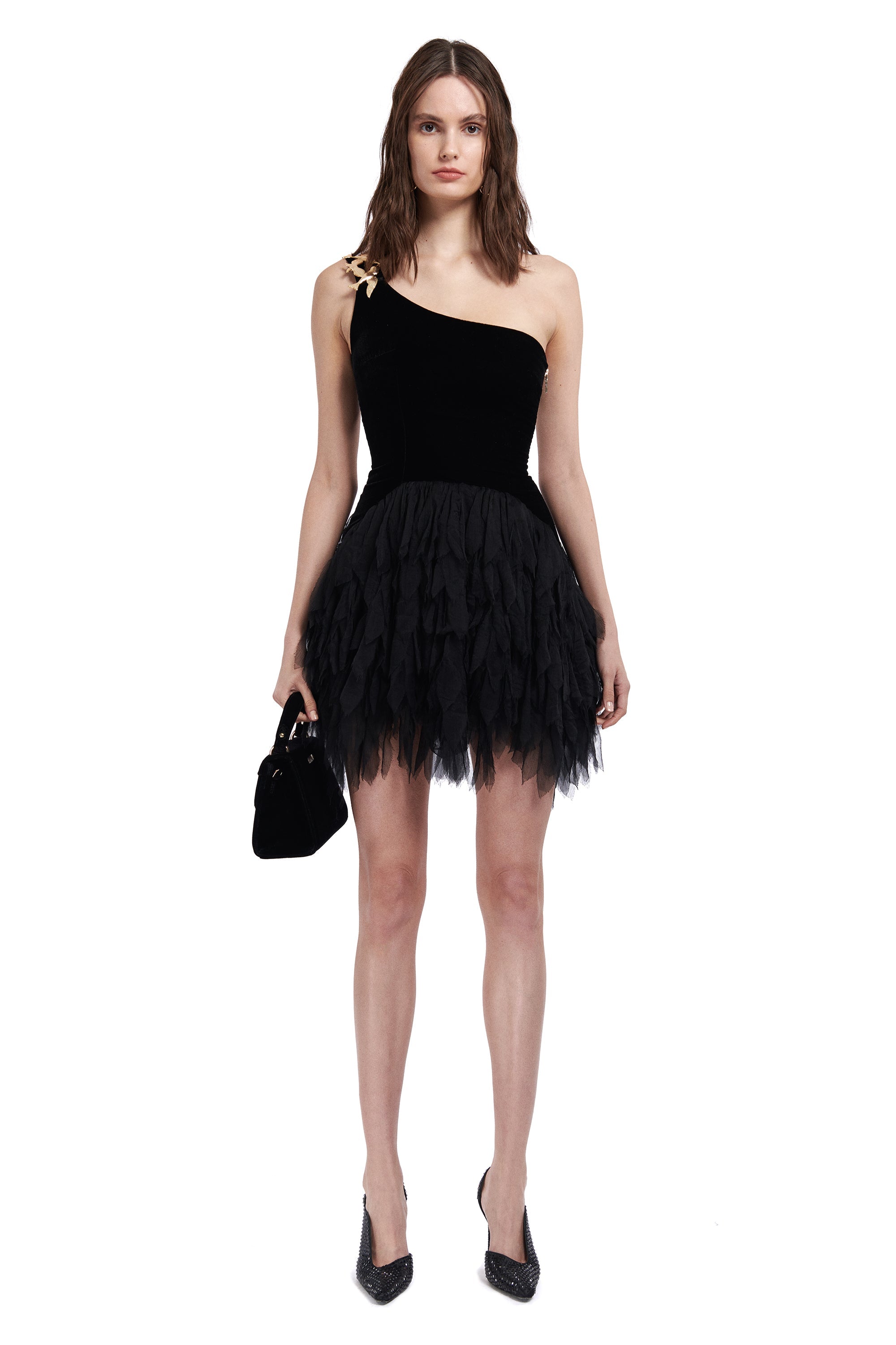 one-shouldered-silk-velvet-mini-dress-with raisa_vanessa one-shouldered-silk-velvet-mini-dress-with