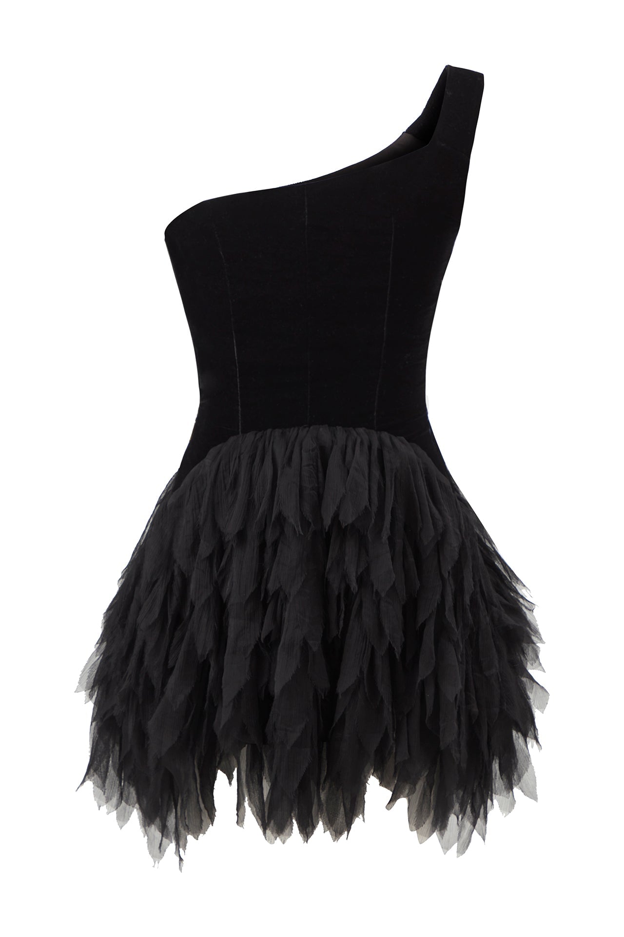 one-shouldered-silk-velvet-mini-dress-with raisa_vanessa one-shouldered-silk-velvet-mini-dress-with