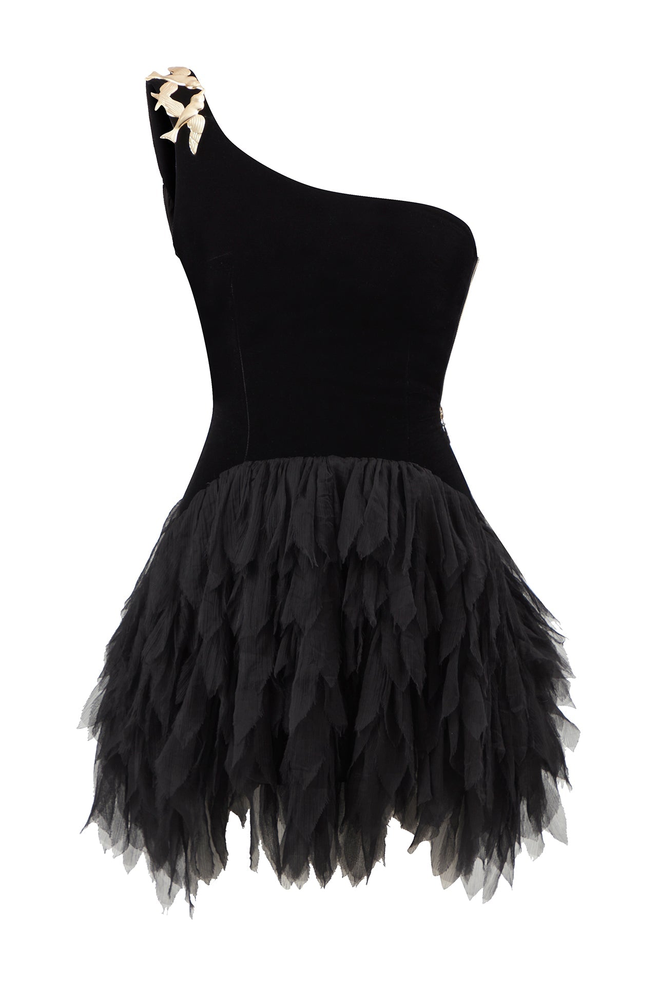 one-shouldered-silk-velvet-mini-dress-with raisa_vanessa one-shouldered-silk-velvet-mini-dress-with