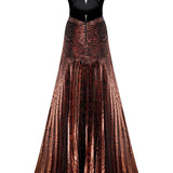 Velvet V Neck Maxi Dress With Glattered Pleated Maxi Dress