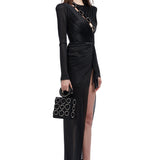 long-sleeved-crystal-buttoned-midi-dress-with-high-slit raisa_vanessa long-sleeved-crystal-buttoned-midi-dress-with-high-slit