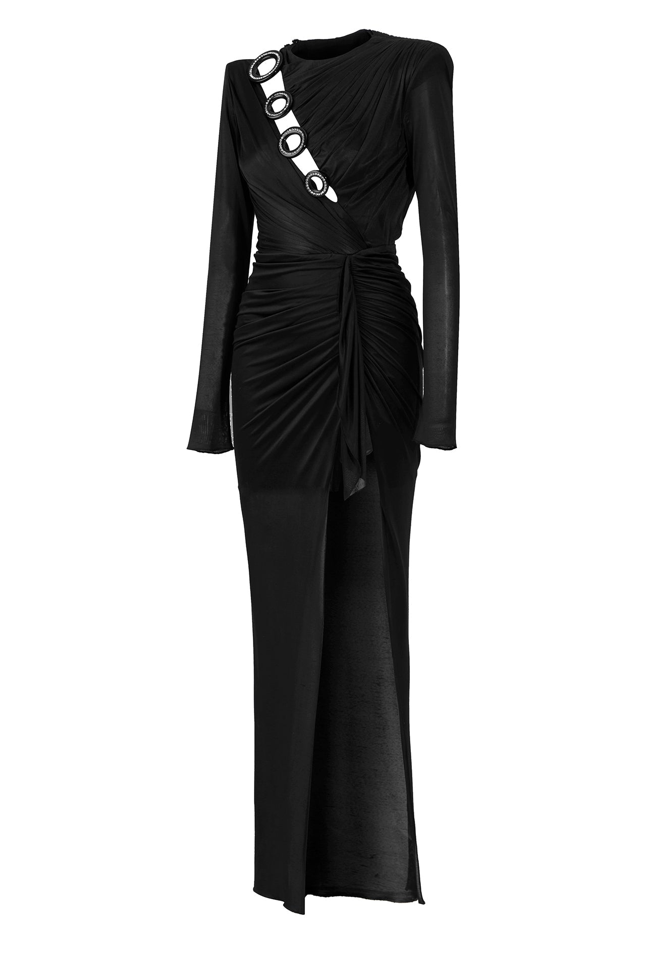 long-sleeved-crystal-buttoned-midi-dress-with-high-slit raisa_vanessa long-sleeved-crystal-buttoned-midi-dress-with-high-slit