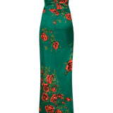 Rose Patterned Strapless Maxi Dress With Fringes