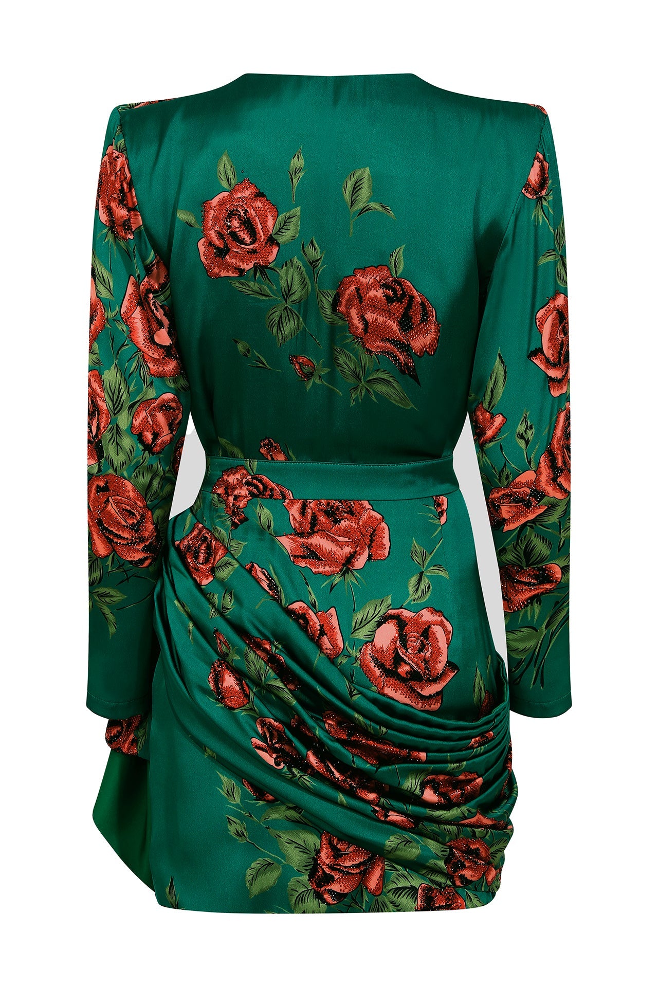 rose-sequined-patterned-satin-v-neck-draped-mini-dress raisa_vanessa rose-sequined-patterned-satin-v-neck-draped-mini-dress
