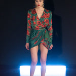 FW22-D-853-Green-36 raisa_vanessa rose-sequined-patterned-satin-v-neck-draped-mini-dress