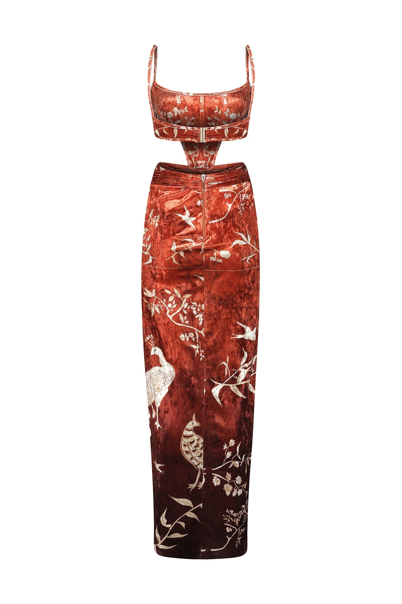 marouetry-patterned-velvet-maxi-dress-with-corset-and-gold-buckle raisa_vanessa marouetry-patterned-velvet-maxi-dress-with-corset-and-gold-buckle