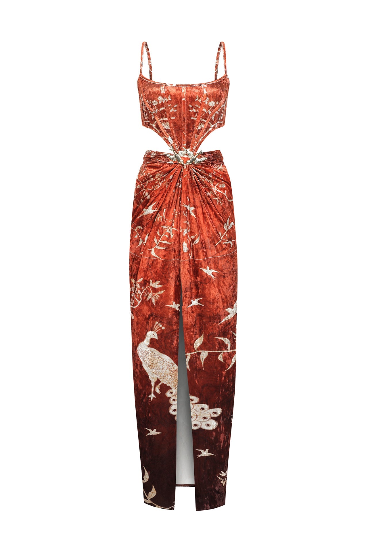 marouetry-patterned-velvet-maxi-dress-with-corset-and-gold-buckle raisa_vanessa marouetry-patterned-velvet-maxi-dress-with-corset-and-gold-buckle
