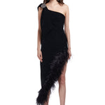 FW22-D-860-Black-36 raisa_vanessa velvet-asymmetrical-midi-dress-with-feather-details