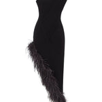 velvet-asymmetrical-midi-dress-with-feather-details raisa_vanessa velvet-asymmetrical-midi-dress-with-feather-details