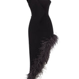 velvet-asymmetrical-midi-dress-with-feather-details raisa_vanessa velvet-asymmetrical-midi-dress-with-feather-details