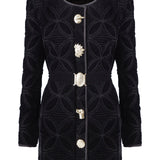 Velvet Embroidered Jacket With Gold Buckles