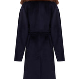 Wool Long Coat with Faux Fur Detail