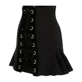 Mini Skirt With Gold Button Detailed