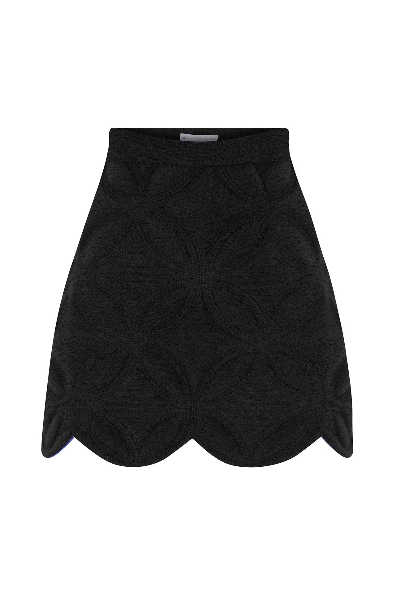 FW22-S-797-Black-36 raisa_vanessa velvet-yarn-embroidered-knit-mini-skirt