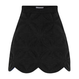 Velvet Yarn Embroidered Knit Mini Skirt