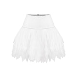 Tweed Crystal Embellished Mini Skirt With Silk Chiffon Details