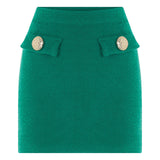 Soft Knit Mini Skirt With Gold Buckles