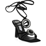 Strappy Sandals With Circle Gem Details
