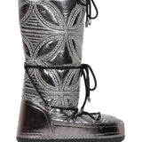 Quilted Embroidered Patent Apres Ski Boots