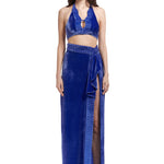 FW22-T-787 -Saxe-Blue-36 raisa_vanessa halter-neck-silk-velvet-top-with-crystal-embellished-detail