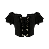 Off The Shoulder Corset With Gold Buttons