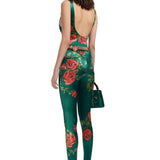 Rose Patterned Shiny Pants With Open Toe