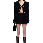 FW22-T-867-Black-36 raisa_vanessa velvet-yarn-knit-cardigan-with-gold-gun-buckle-details