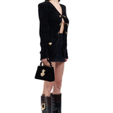 velvet-yarn-knit-cardigan-with-gold-gun-buckle-details raisa_vanessa velvet-yarn-knit-cardigan-with-gold-gun-buckle-details