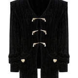 velvet-yarn-knit-cardigan-with-gold-gun-buckle-details raisa_vanessa velvet-yarn-knit-cardigan-with-gold-gun-buckle-details