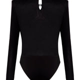 V Neck Bodysuit With Crystal Buttons