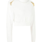 High Neck Sweater With Gold Gun Buckles