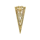 Gold Triangle Form Art-Deco Earrings With Crystal Stones