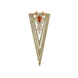 Gold Triangle Form Art-Deco Earrings With Crystal Stones