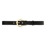 Black Leather Belt With Gold Buckle