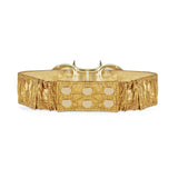 Gold Jacquard Belt With Snap Closure And Double Gold Buckle