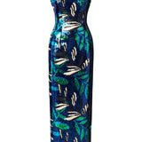 Flower Patterned Sequin Woven Lycra Midi Dress