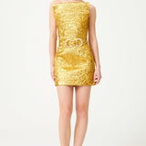 Antic Gold Jacquard Fully Boned Mini Dress