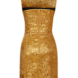 Antic Gold Jacquard Fully Boned Mini Dress