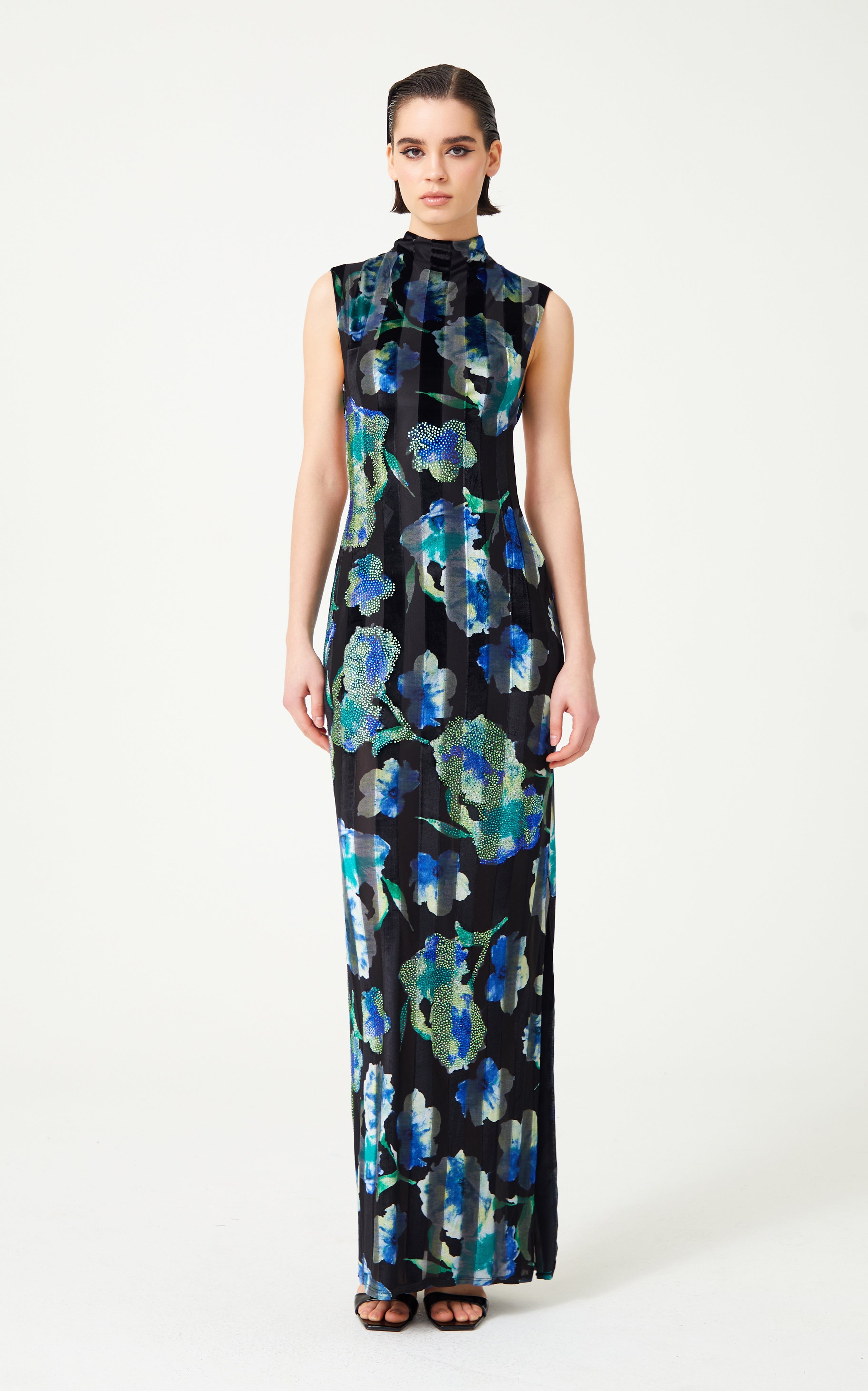 FW24-D-1007-Printed Blue-34 raisa_vanessa stretchy-velvet-flower-patterned-stone-printed-halter-neck-gown