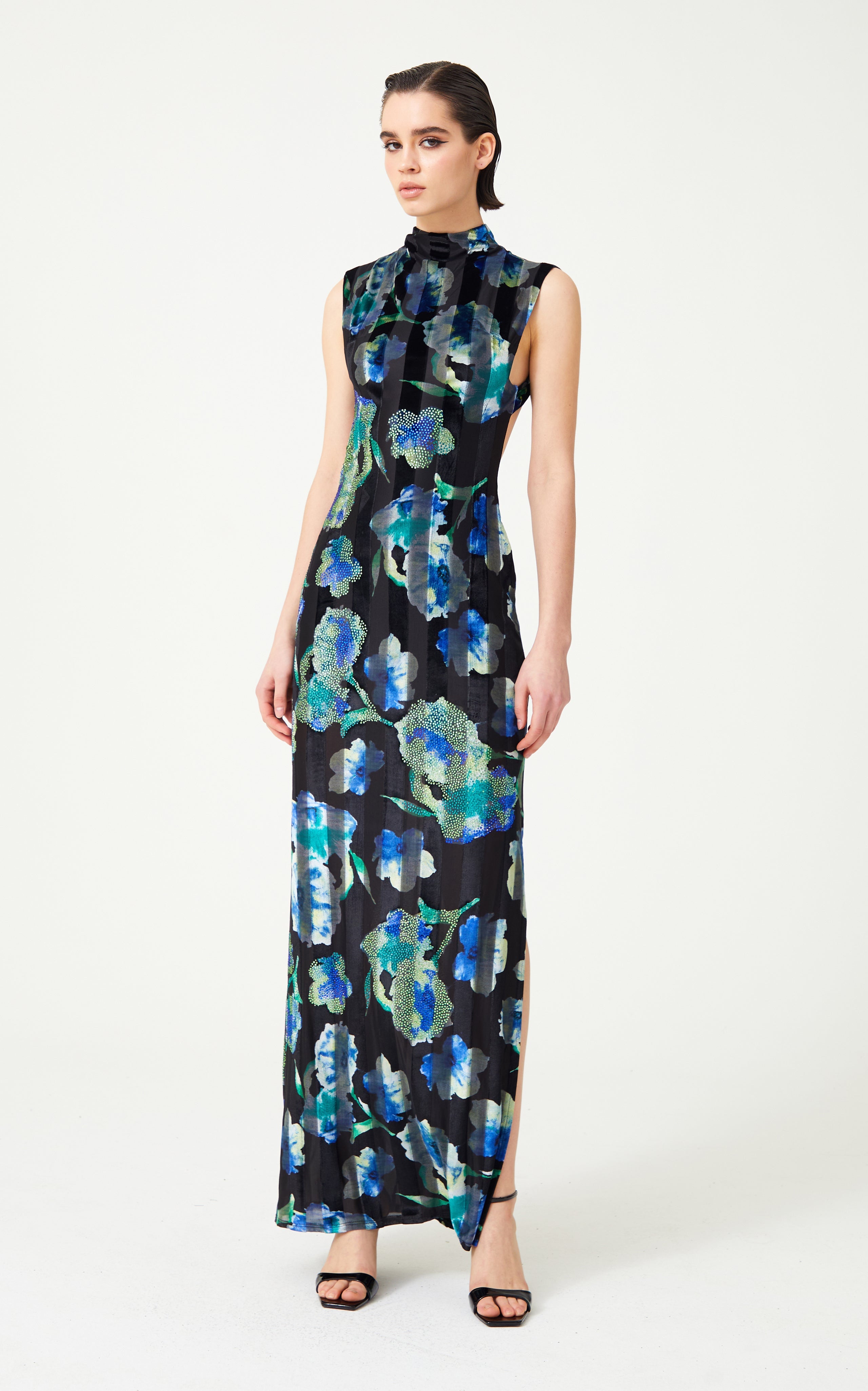 FW24-D-1007-Printed Blue-36 raisa_vanessa stretchy-velvet-flower-patterned-stone-printed-halter-neck-gown