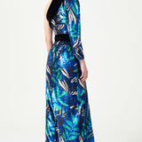 Flower Patterned Sequin Woven Lycra One Shouldered Gown With