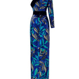 Flower Patterned Sequin Woven Lycra One Shouldered Gown With